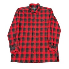 VTG Polo Jeans Co Ralph Lauren Mens Red Black Buffalo Plaid Flannel Shirt Size M