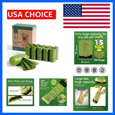 150 Biodegradable Dog Waste Bags with Lemon Scent and Easy Tear-Off Dispenser