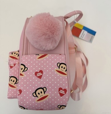 New Paul Frank Julius Monkey Mini Backpack Pink Polka Dot Y2K Kidcore Pom Pom New Paul Frank Julius Monkey Mini Backpack Pink Polka Dot  main image 3