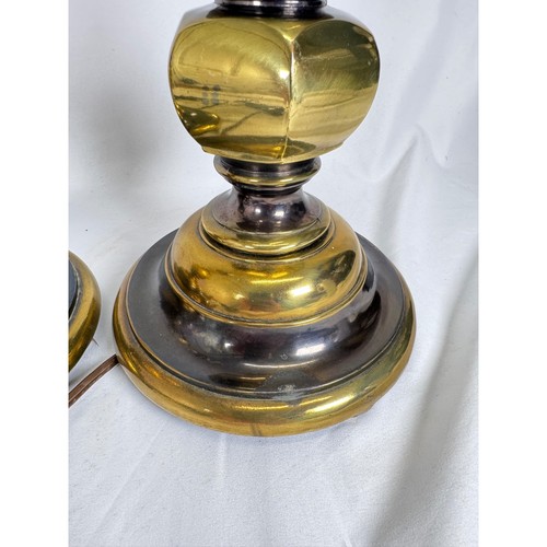 Vintage Solid Brass Table Lamps Pair Hollywood Regency Stiffel Style Lighting - Picture 3 of 8