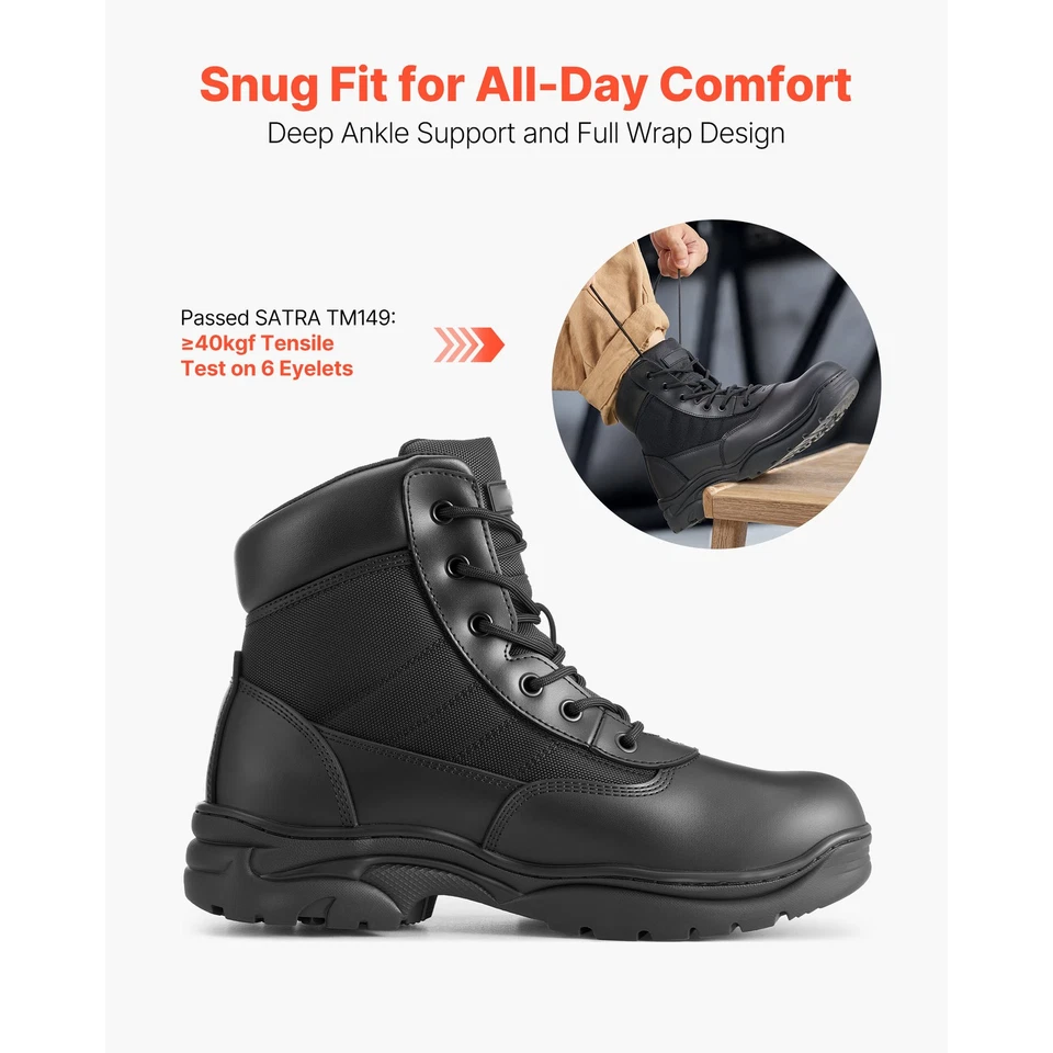 Bottes Militaires Homme Tactiques Combat Respirantes Pointure EU 43 Noir - Photo 3/4