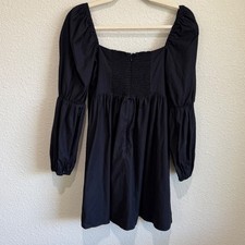 Reformation Michaela Organic Cotton Poplin Square Neck Smocked Mini Dress sz 4