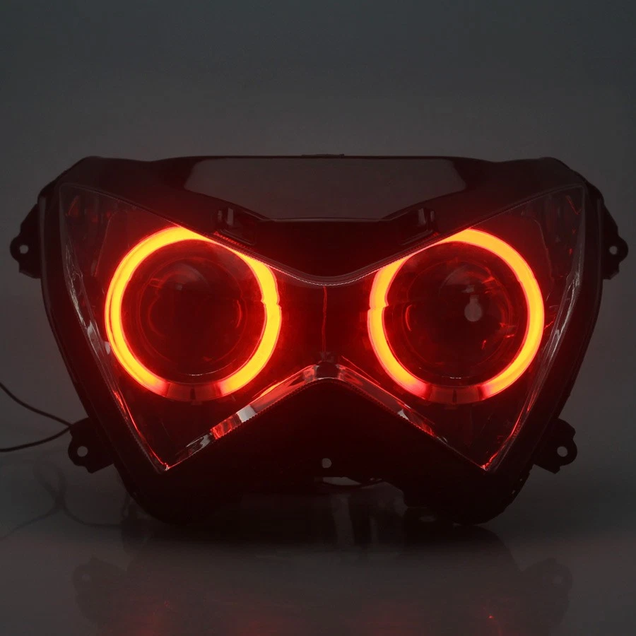 Front Headlight Headlamp HID Red Angel Eye For Kawasaki Z800 Z300 Z250 2013-2016 - Imagem 2 de 4