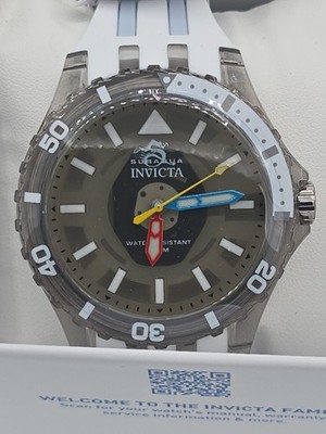 NIB Invicta Men's Watch Sub Aqua Quartz White & Gray Silicone Strap 69448