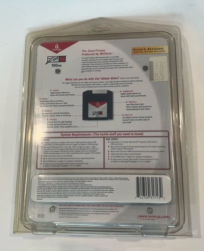 Iomega Zip 100mb Portable External Disk Drive USB PC MAC New Sealed - Photo 4/5