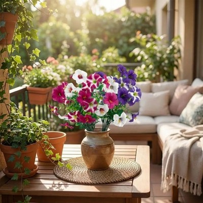 UV-behandelte Seide Morning Glory Blumen für Veranda Hängekorb für dekor