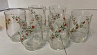 Vintage Anchor Hocking Red Rose Vine Set Of 6 Juice Glasses 3.5” Tall