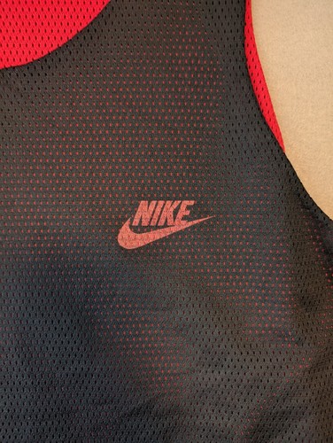 VTG 90s Nike Swoosh Jersey Mesh Reversible Tank LARGE Basketball USA Black Red - Imagen 2 de 10