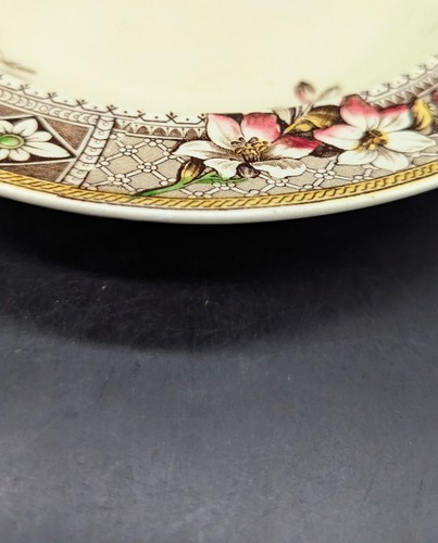Antique Aesthetic Period Brown Transferware 10.5" Rimmed Soup Bowl Salisbury  - Picture 8 of 9