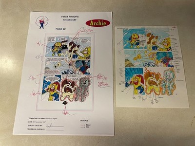 Sonic the Hedgehog KNUCKLES #9 ART original PROOF and COLOR GUIDE MAMMOTH MOGUL
