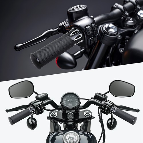 1" Motorcycle Handlebar Hand Grips w/ Throttle For Harley Davidson Dyna FXDB - Picture 4 of 9