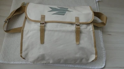 Besace légère en toile polyester écru et beige, siglée de la Postes. - Photo 1/4
