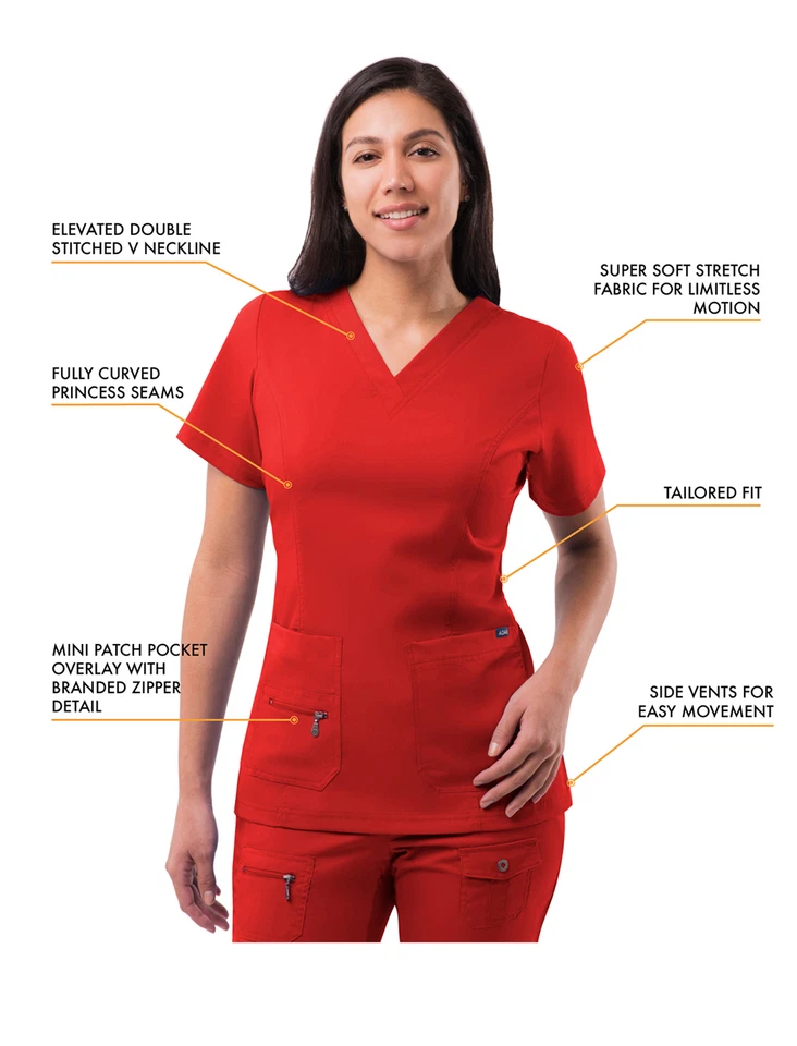 Adar Uniforms Women's Scrub Set - Enhanced V-Neck Top/Multi Pocket Pants - Image 3 of 4