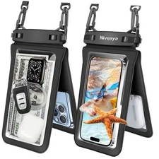  Double Space Waterproof Phone Pouch (2-Pack) - IPX8 Medium 8.3" Black+ Black