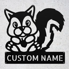 Custom Squirrel Metal Sign Personalized Woodland Animal Decor Plaque Gift Home