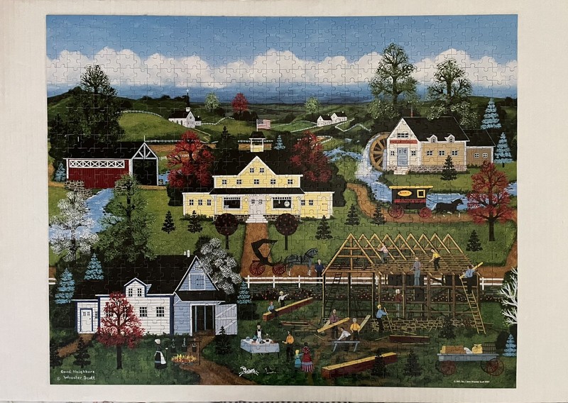 Mattel 1000 piece jigsaw, GOOD NEIGHBORS artist Jane Wooster Scott-Complete!