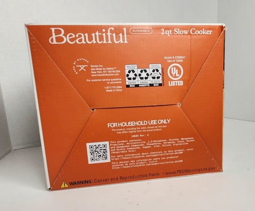 2 qt Crockpot Beautiful by Drew Barrymore New Open Box slow Cooker white - Picture 7 of 16