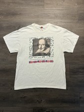 Vintage William Shakespeare T Shirt Made In USA 90s 2000s Large Britain Y2K Art