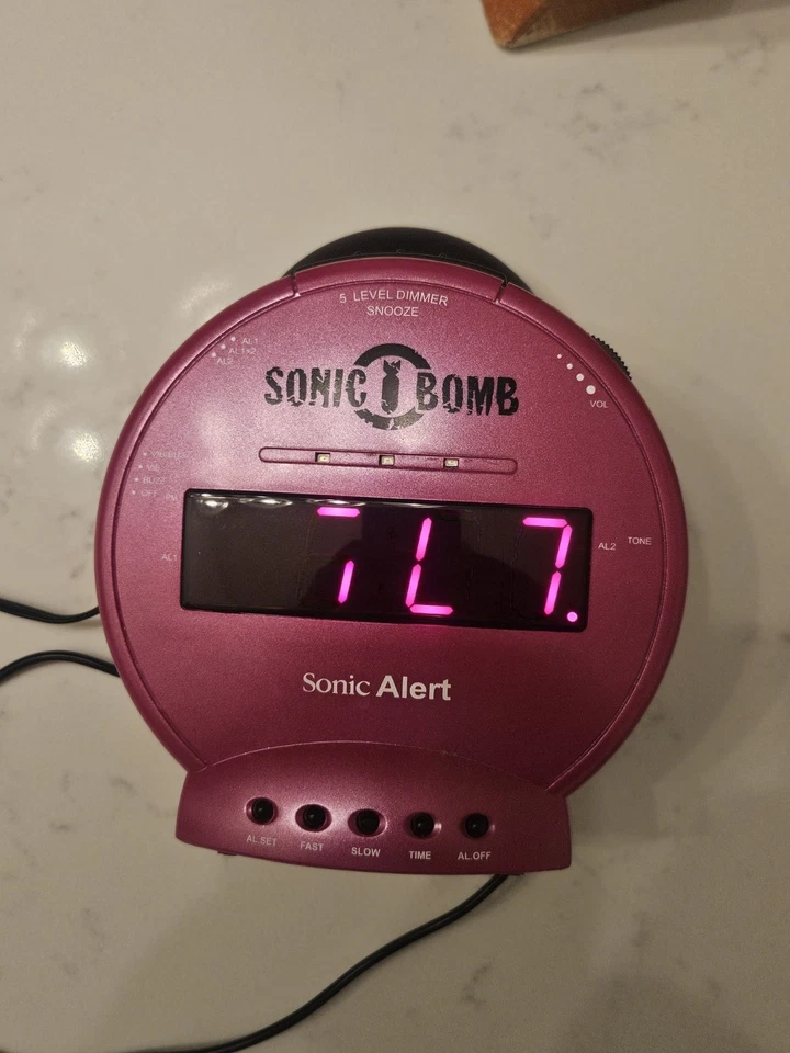 Pink Sonic Bomb Alarm Clock W/bed Shaker   Tested & Works!  See Video - Image 2 of 4