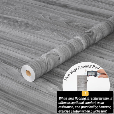 Vinyle Adhésif Autocollant Pour Sol - Rouleau 64 Pieds Carrés - Épais Et Imperméable - Blanc Cassé