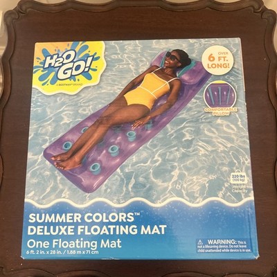 H2O GO! Summer Colors Deluxe Floating Mat   Over 6 FT Long Pool Float   NEW