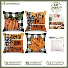 Cozy 18 Inch Fall Pillow Covers Set of 4 - Pumpkin Pattern for Home Decor