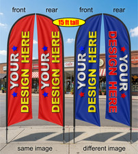 DOUBLE SIDED CUSTOM QUALITY SWOOPER FEATHER FLAG BANNER SIGN with your message