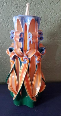 Carved Spanish Candle Artisan Handcrafted Dipped Very Large Majestic Decor Rare