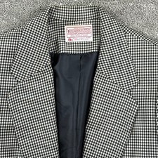 Vintage Pendleton Womens 4 Wool Blazer Houndstooth Black White USA Made Academia