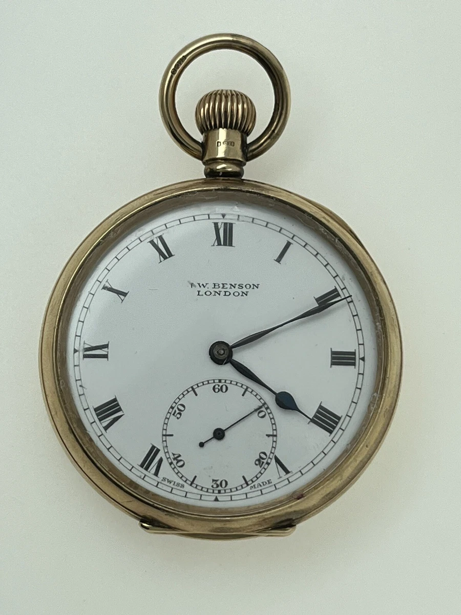 J.W.BENSON 9CT GOLD OPEN FACE 17J POCKET WATCH PRIVATE COLLECTION