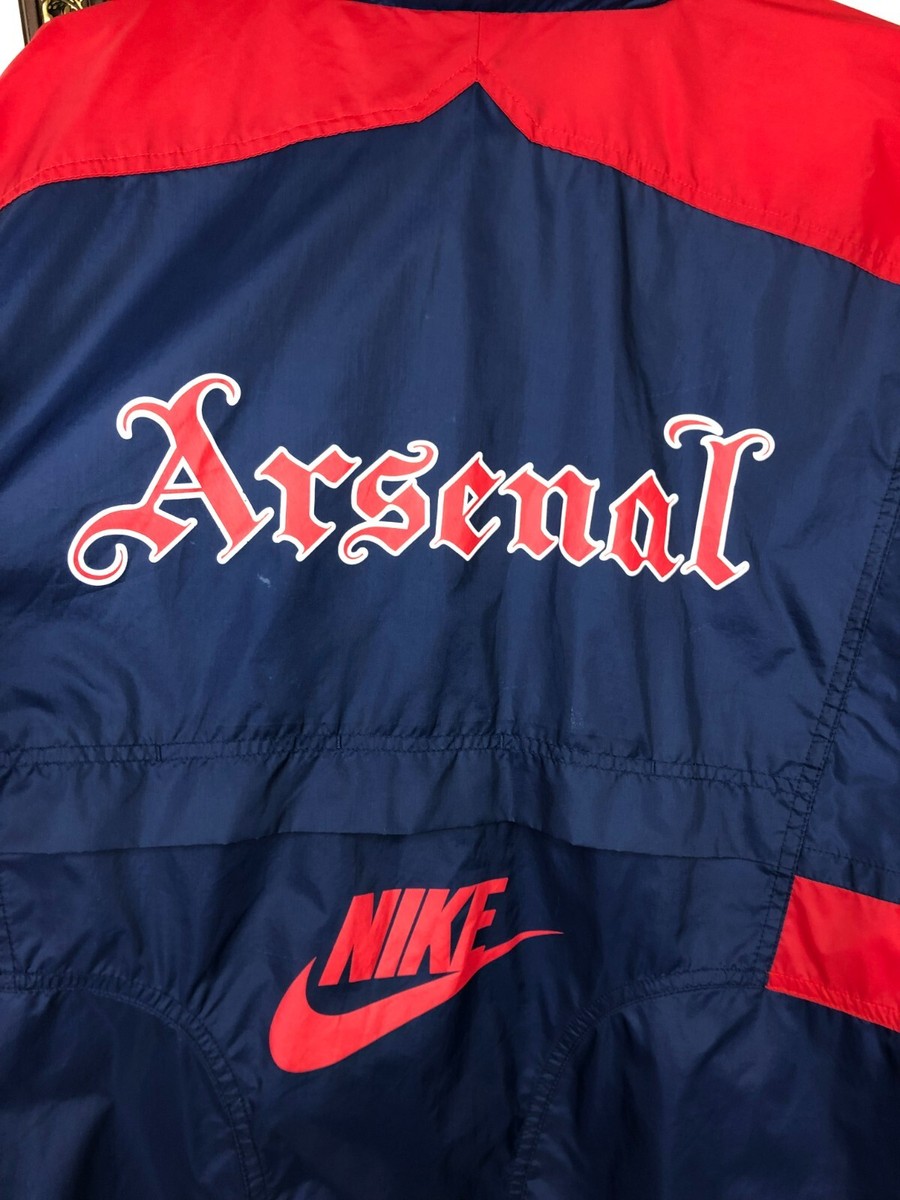 Vintage 90's Nike Arsenal Football Jacket Soccer Windbreaker Track