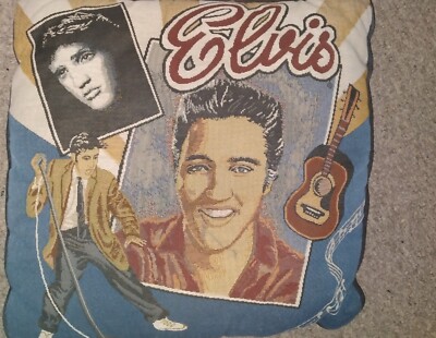 Elvis Presley THROW PILLOW Rock Roll Corded Trim Vintage 17
