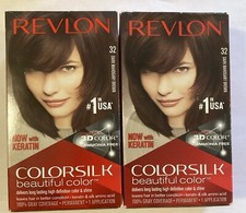 Revlon Colorsilk Beautiful Permanent Hair Color, 32 Dark Mahogany Brown, 2 Pack