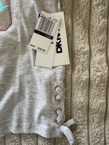 *NWT* DKNY Girl's Glitter Short Sleeve T-Shirt Lt Grey Heather Size L (12) - Picture 3 of 5