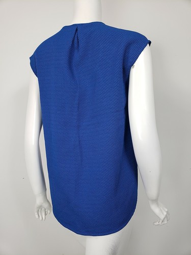 J CREW Blue Honeycomb Textured Keyhole Neck Tank sz 00 NWT $88 - Picture 3 of 3