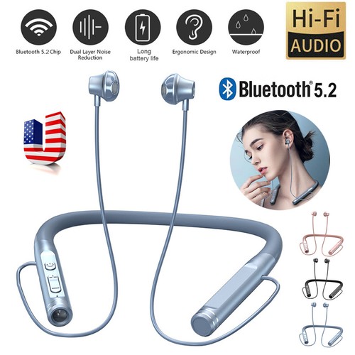 Bluetooth Neckband Headset Wireless Earphone Headphone Mic For iPhone & Android - Photo 3 sur 10