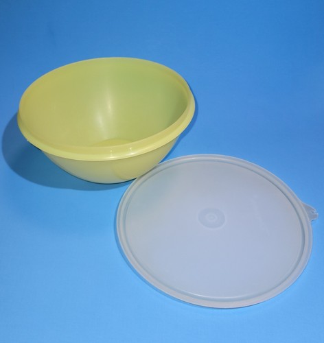 Tazón de mezcla vintage Tupperware 235 amarillo pastel maravilloso 5 tazas con tapa 228 - Imagen 2 de 4