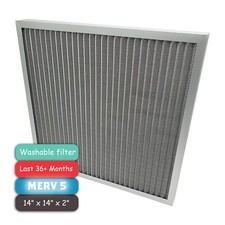 Washable Furnace Air Filter 14"x14"x2" MERV 5 , Aluminum Electrostatic Filter