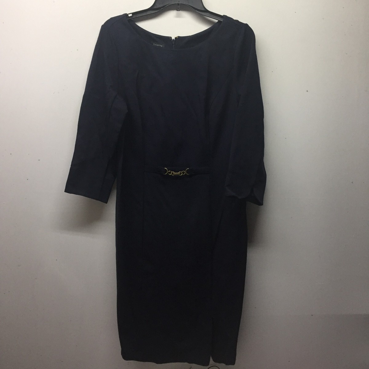 Talbots Dress 10 Women's Navy Blue 3/4 Sleeve Gold Faux Belt Stretch | eBay Talbots Dress 10 Women's Navy Blue 3/4 Sleeve Gold Faux Belt Stretch | eBay