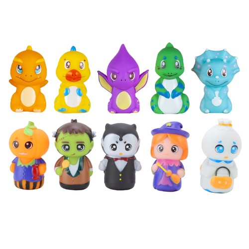 5pcs Halloween Finger Puppets Jigglers Stretchy Rubber Toy Monster Dinosaur