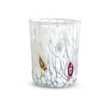 BICCHIERI IN VETRO SOFFIATO GOCCE DI MURANO COLORATI MADE IN ITALY BIANCO 1PZ