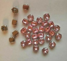 CraftbuddyUS 50pcs Baby Pink Mixed Shape Silver Set/SewOn Acrylic Crystal Montee