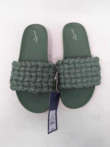 Women's Universal Thread Woven Slide Sandals Green NEW - Picture 3 of 5