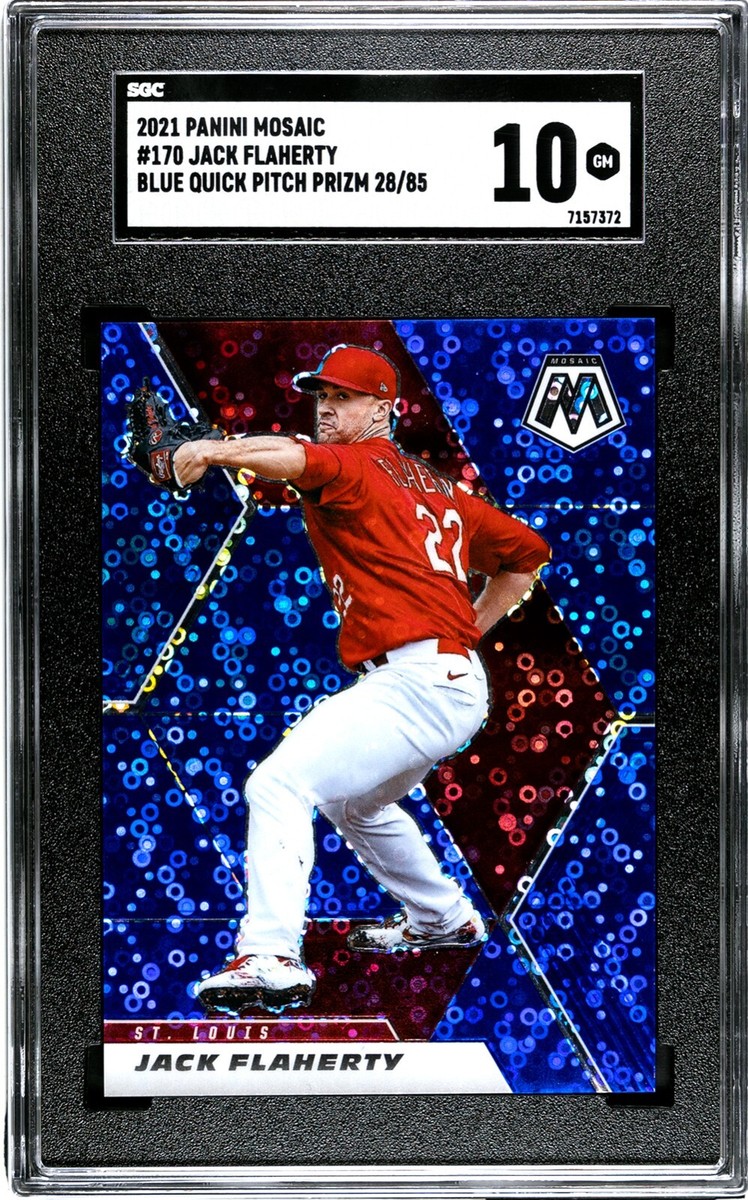 2021 Panini Mosaic #170 Jack Flaherty BLUE QP PRIZM /85 SGC 10 GEM