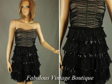 NINE WEST Strapless Sequins Embellished Ruffled Black Cocktail Party Dress 8P