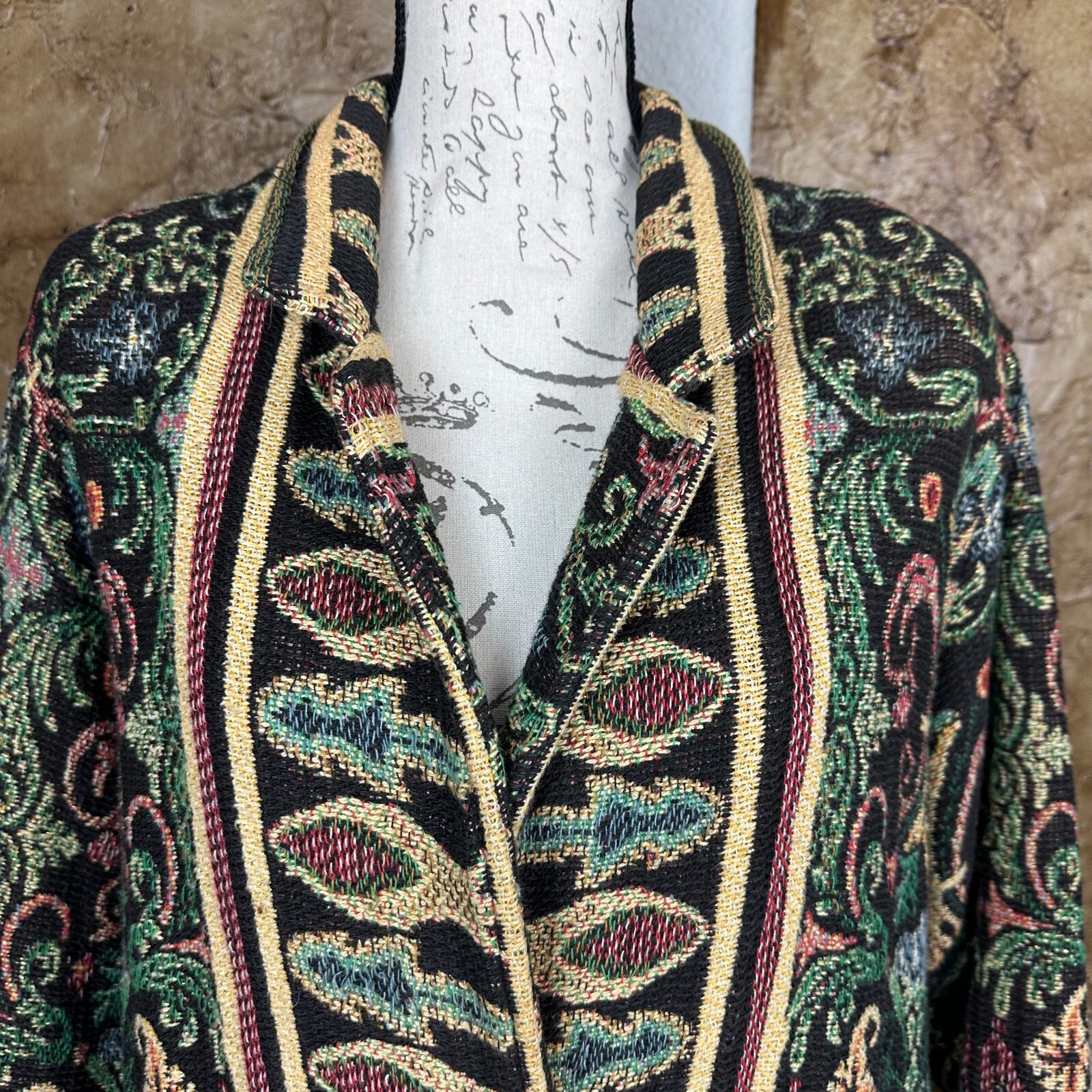 Giacca pony vintage dipinta donna taglia unica arazzo Western Texas Cottagecore Boho