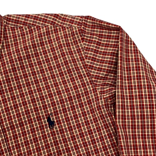 Ralph Lauren Shirt Red Check Mens S Custom Fit Long Sleeve 100% Cotton - Picture 4 of 11