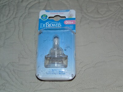 TWO NEW DR. BROWN'S NARROW BOTTLE PREEMIE FLOW NIPPLES - 0m+ - FREE SHIPPING