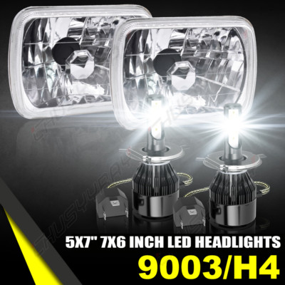 Pair 7X6'' 5X7'' LED Headlights H4 Fit For Ford E 100 E 150 E 250 E 350 Econoline