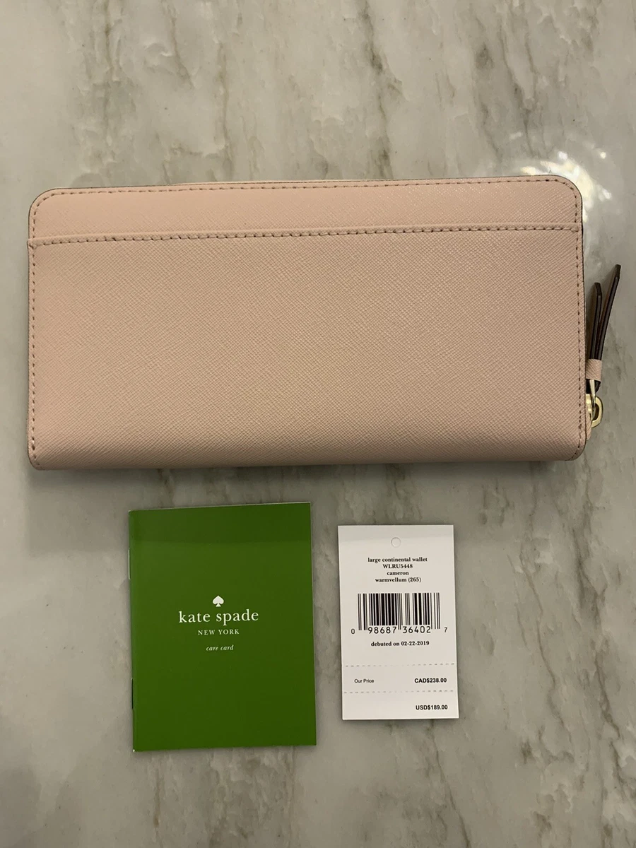 NWT KATE SPADE LEATHER CAMERON LARGE CONTINENTAL WALLET WARM